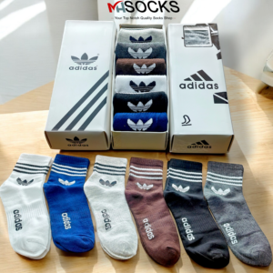 -Premium  Adidas 2 mid crew Socks Combo pack (6 pair 1 box)